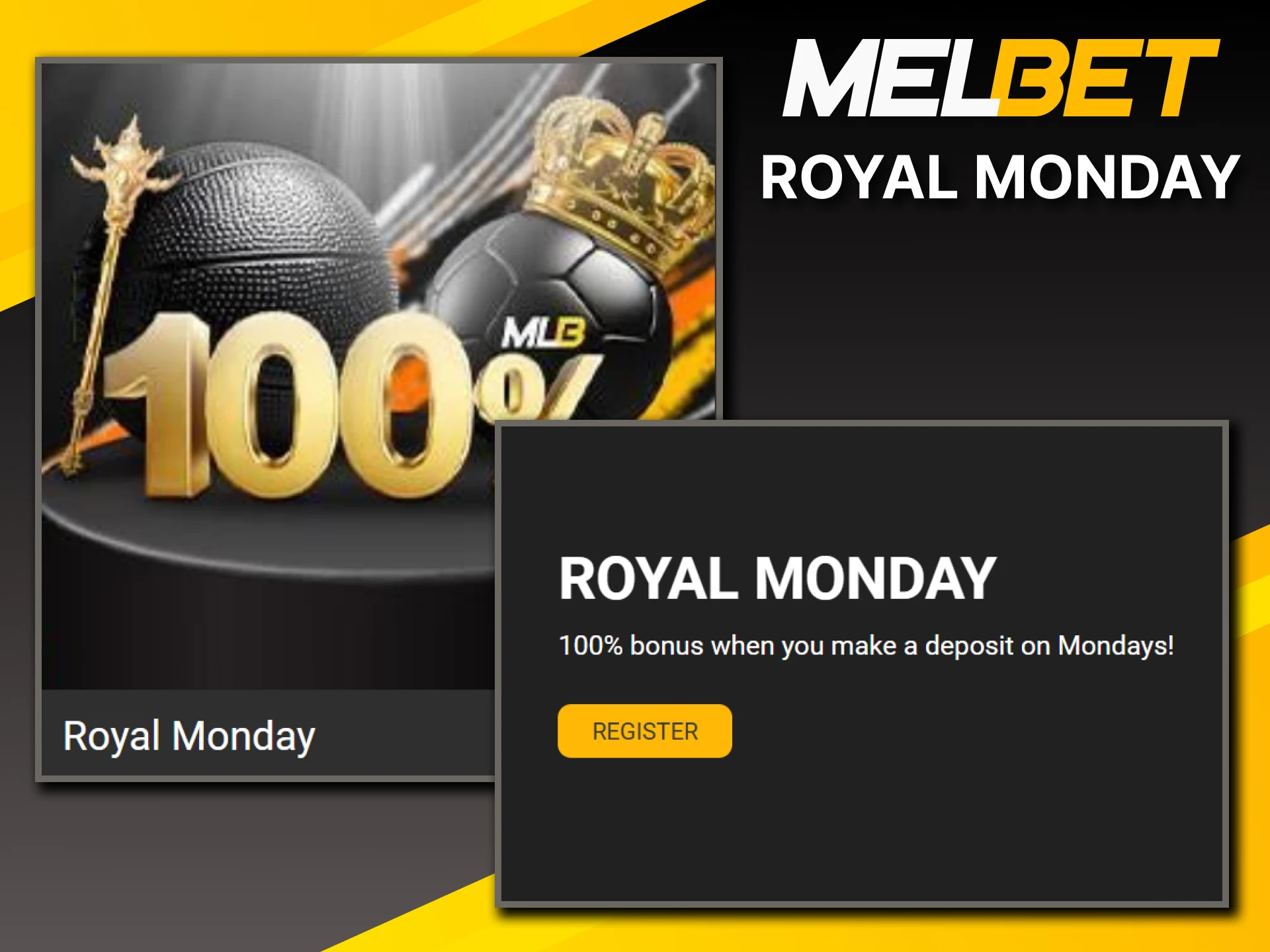 Monday surprises every Melbet user with a bonus.