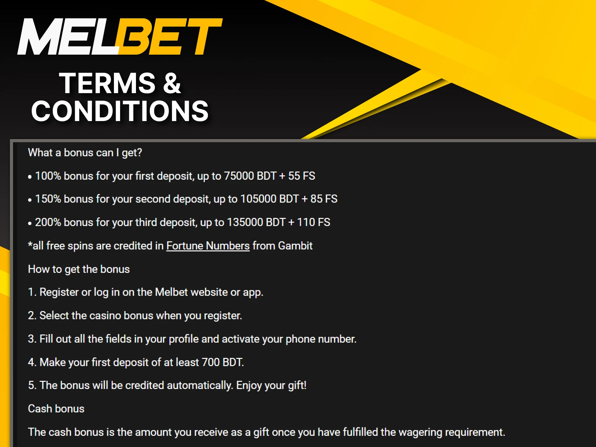 Before using bonuses on Melbet, you should read the terms and conditions.
