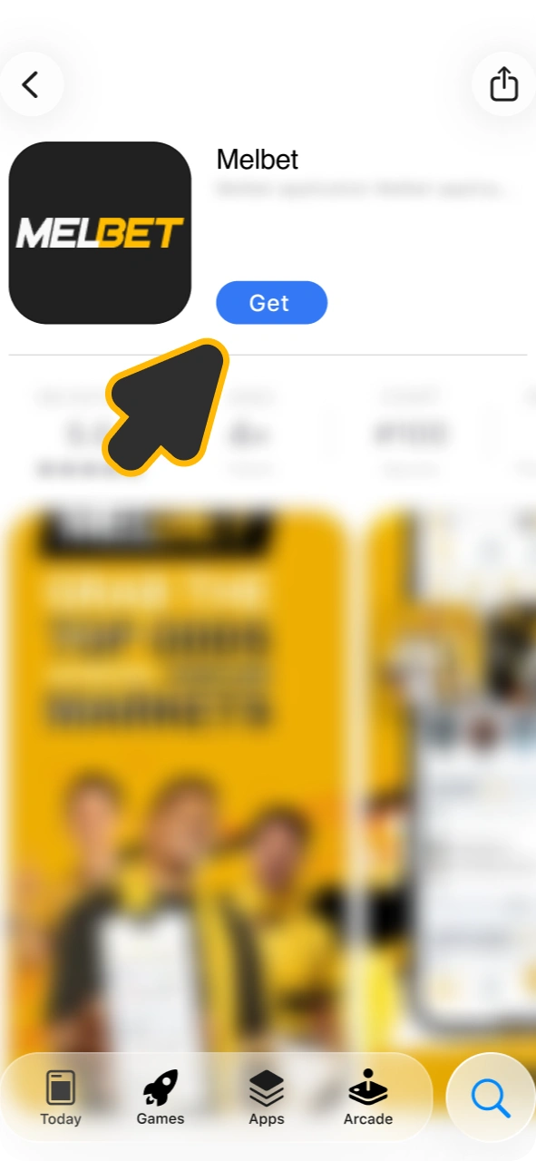 Press get button to install Melbet iOS app.