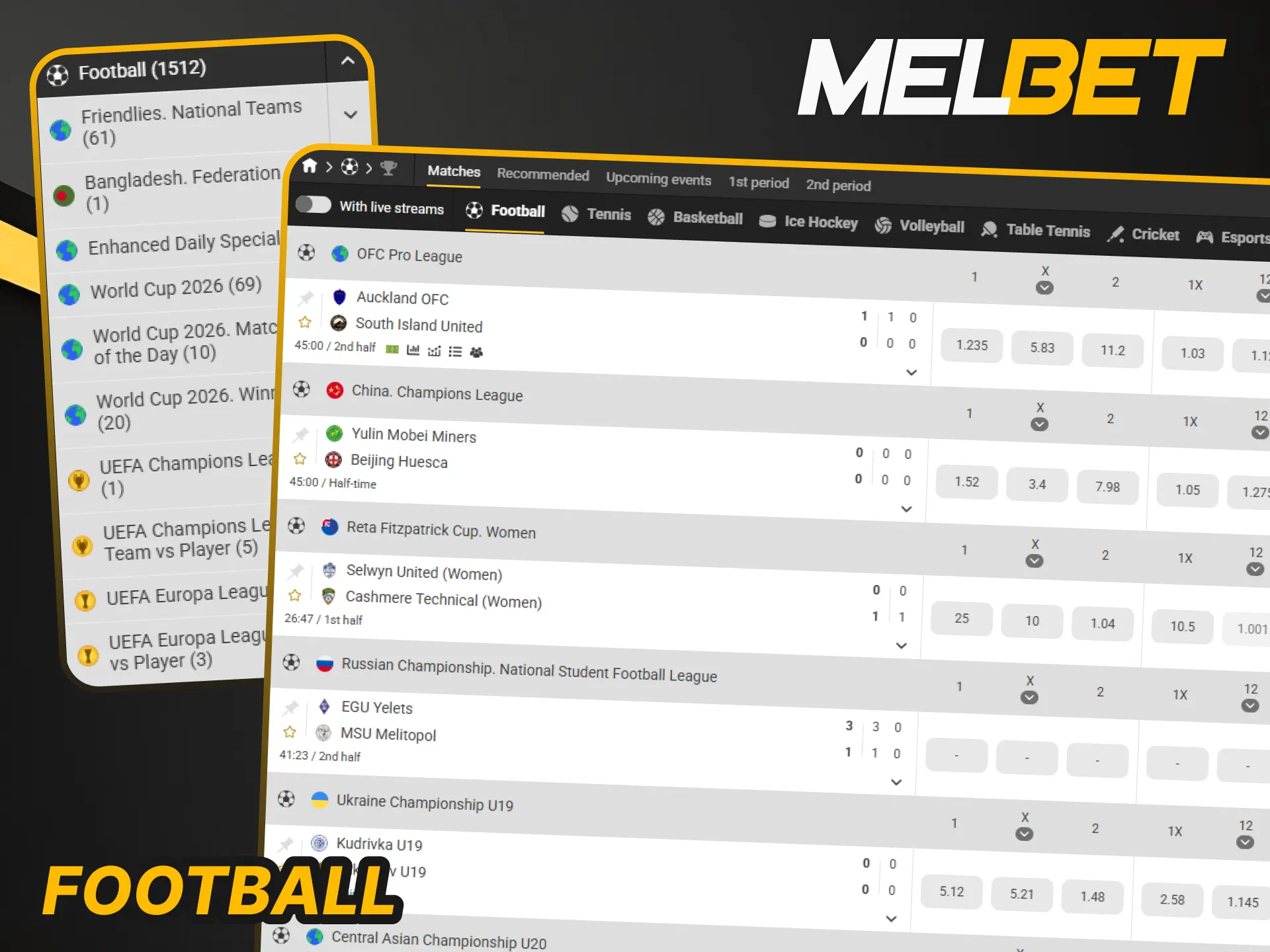 Predict Football results and win big with Melbet sports betting.