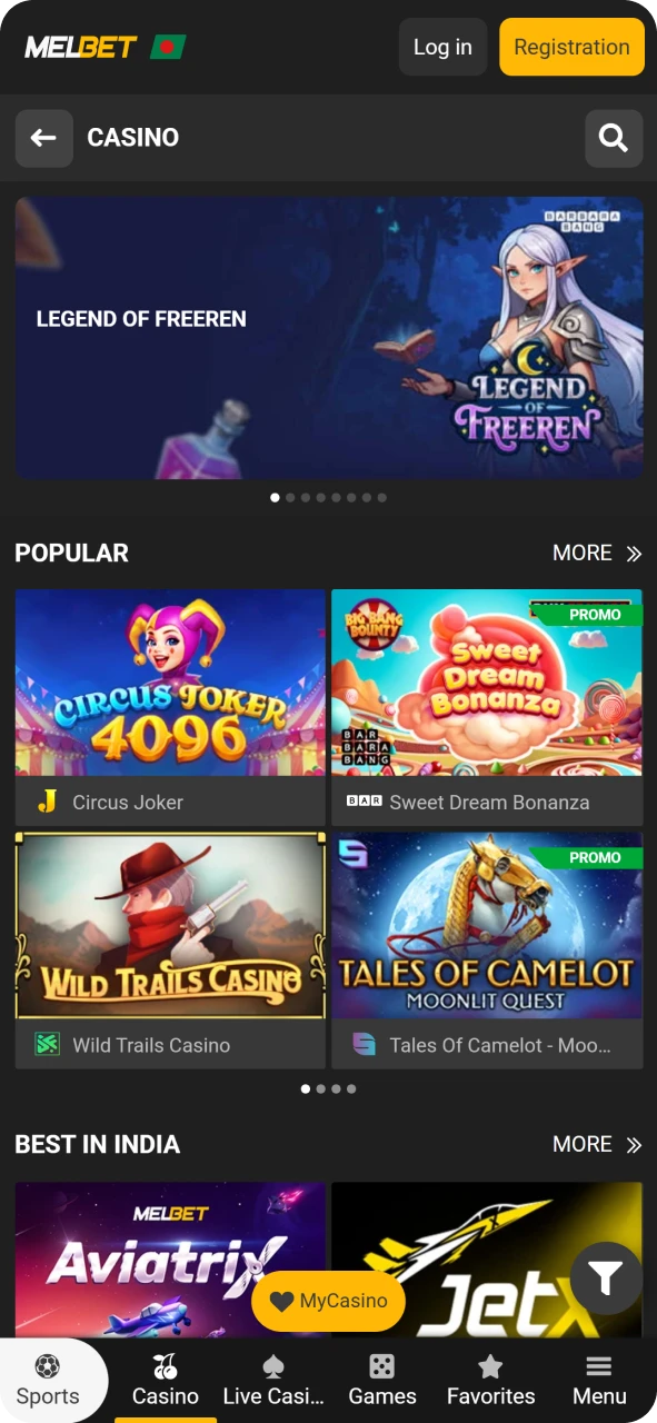 Play top-tier games at Melbet casino.