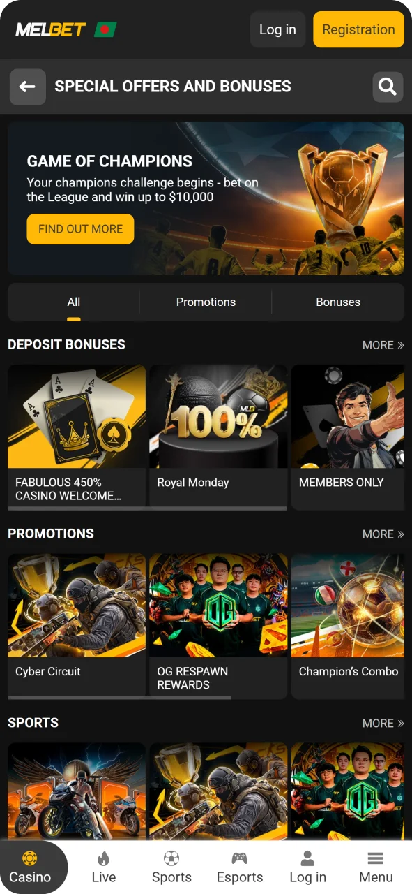 Win more with bonuses from Melbet casino.