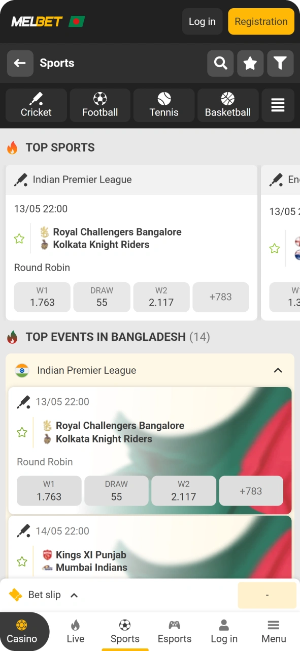 Bet on many different sports competitions at Melbet.